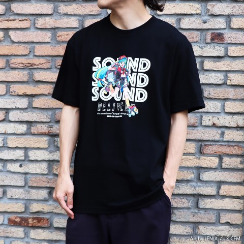 【初音ミク】SOUND DELIVERY イラストTシャツ 初音ミク ブラック L