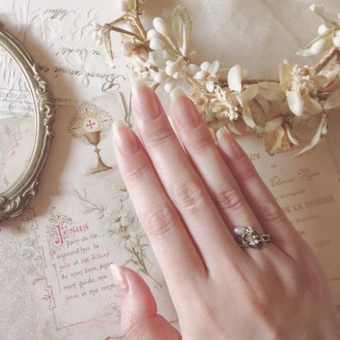 【La maison de Lilli】Pearl Flower Ring 《Antique Gold》　13号