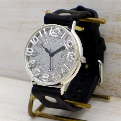 【手作り腕時計】GRANDAD3-SV 特大(42mm) Silver フローティングモデル 【完全受注生産】