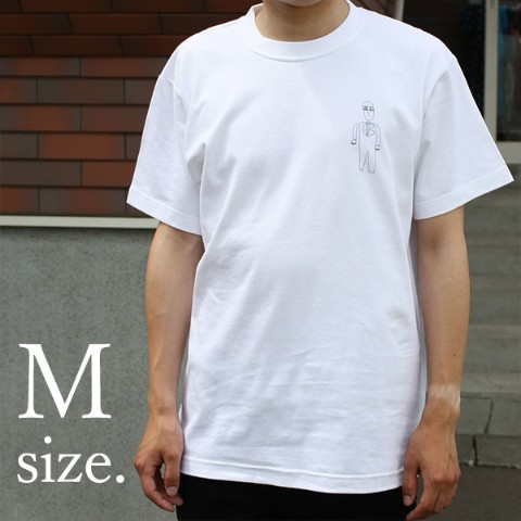 【カタノケムシ】メカネをかけた男が左胸と襟にいるTシャツ Mサイズ
