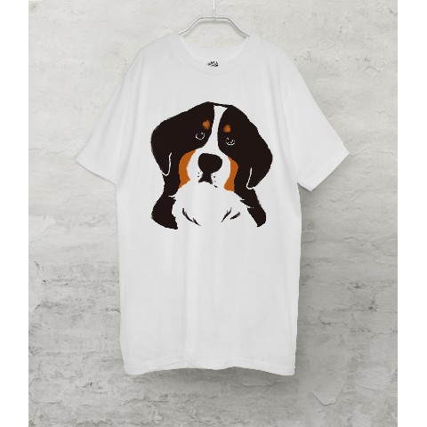 【せいこせんせい】バーニーズマウンテンドッグ　Tシャツ（ホワイト）犬 XLサイズ