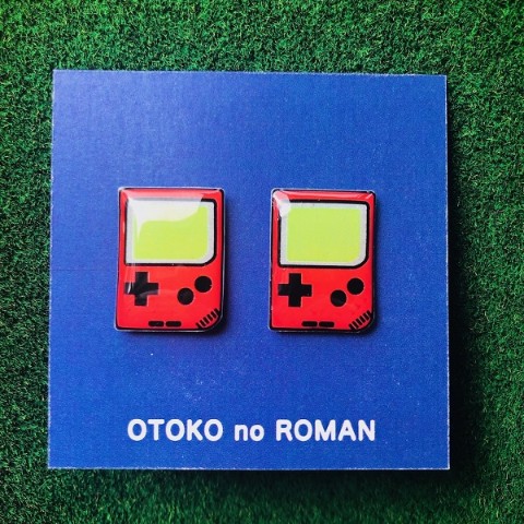 【あひるぽっぽ】OTOKO no ROMAN 樹脂ノンホールピアス　(レッド)
