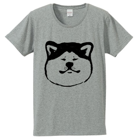 【せいこせんせい】秋田犬　Tシャツ（グレー）　Mサイズ