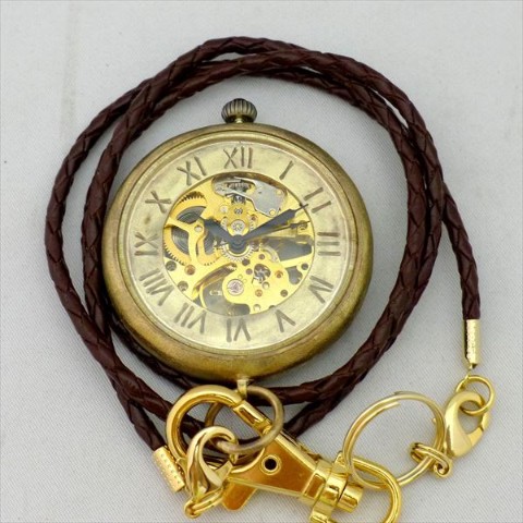 【手作り時計】BHW110 手巻き懐中時計 真鍮甲丸45mmケース【完全受注生産】