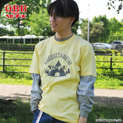 【QBBベビーチーズ】チーズ食べたいTシャツ ライトイエローL