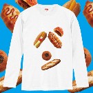 【よだれ堂】パンのパン文字ロングスリーブ（長袖）Tシャツ (ホワイト）XL