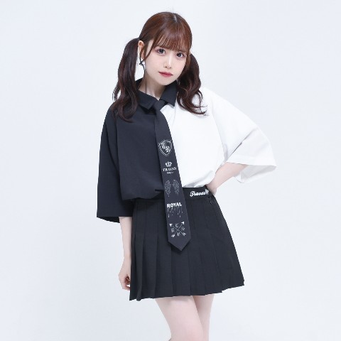 TRAVAS TOKYO】Necktie H/S Shirts 【Black×White】 / 雑貨通販