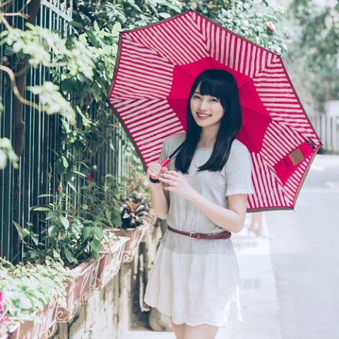 【Carry saKASA】 CityModel レッド/ブラック（柄） ★逆転発想の画期的な傘
