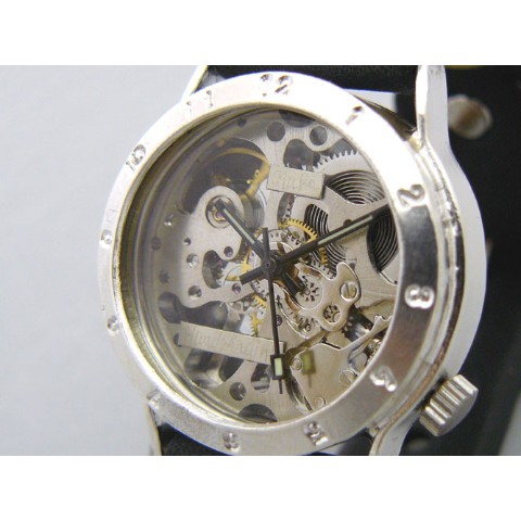 【手作り腕時計】SHW027 手巻SilverMens　”Explorer-SHW”【完全受注生産】