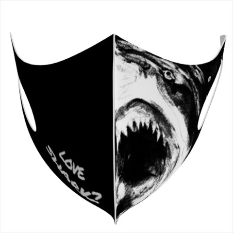 【サメマスク】モノクロ(クロ)