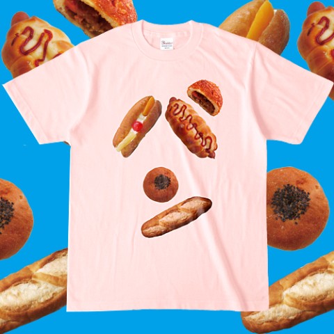 【よだれ堂】パンのパン文字Tシャツ （ベビーピンク） L