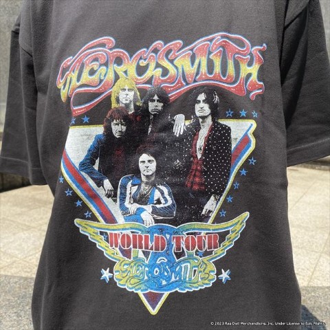 エアロスミス Aerosmith Tシャツ ビンテージ  L 総柄  バンドT希少な柄サイズです