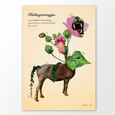 【スギウラユウミ】不思議な動植物ポスター「カイカゴモウジュウ」A4