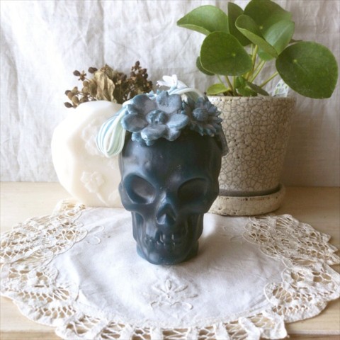 【10mei candle works】skull (ネイビー）