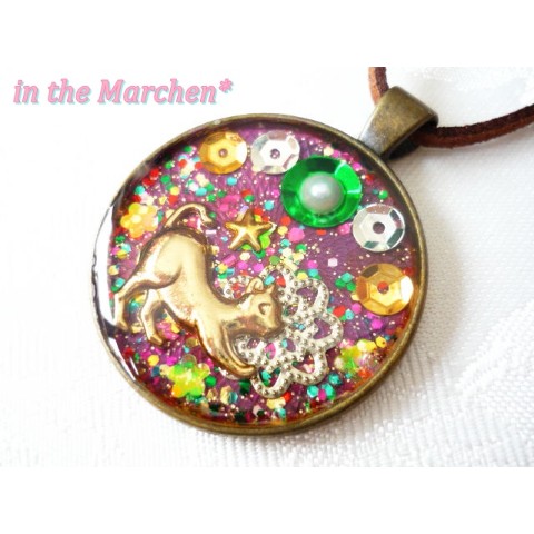 【in the Marchen*】「ナイト・キャット」ネックレス　パープル