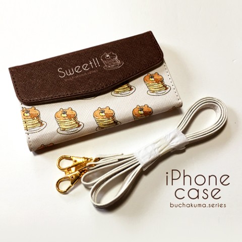 【iPhone6plus/6splus】【ぶちゃくま。】ホットケーキ三つ折り手帳型iPhoneケース