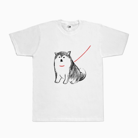【せいこせんせい】柴犬　 Tシャツ　待ってる編 （ホワイト）　XLサイズ