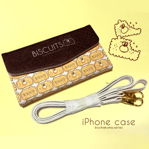 【iPhone6plus/6splus】【ぶちゃくま。】クッキー三つ折り手帳型iPhoneケース