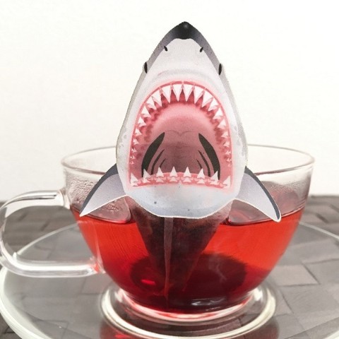 【ocean-teabag】襲い来るサメのティーバッグ　ブレンドハーブティー（ローズヒップ　ハイビスカス）　3p入