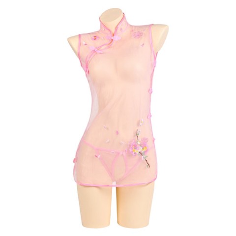 Lalary シースルーなチャイナドレス ピンク かわいいお洋服準備室 雑貨通販 ヴィレッジヴァンガード公式通販サイト