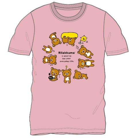 リラックマ フロントプリント半袖tシャツ ローズピンク Lサイズ 雑貨通販 ヴィレッジヴァンガード公式通販サイト