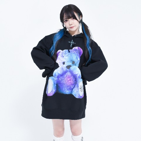 TRAVAS TOKYO】Furry bear Hoodie（Black×Blue） / 雑貨通販