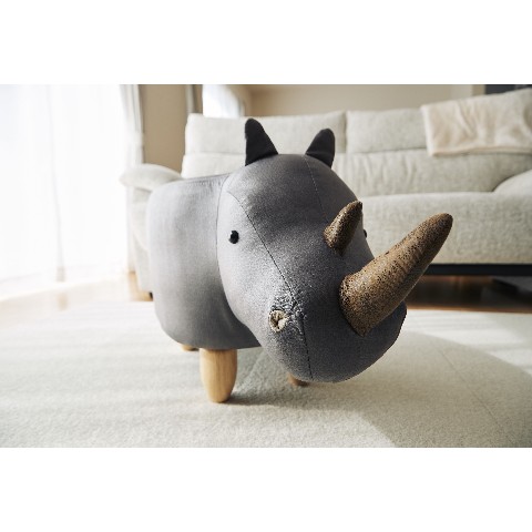 【動物インテリア】サイのスツール Rhino（グレー）