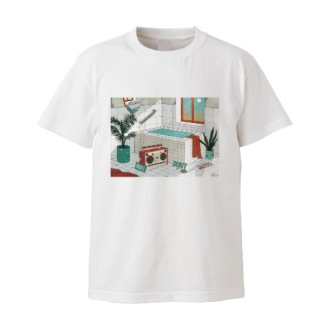 【くじら】Tシャツ（バス）白　フロントプリント　XL