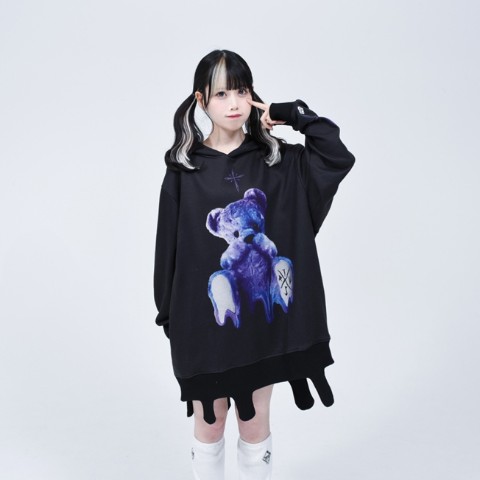 TRAVAS TOKYO】Melting bear hoodie(Black×Purple) / 雑貨通販