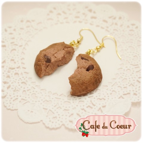 【Cafe du coeur】チョコチップクッキーのピアス（ココア）