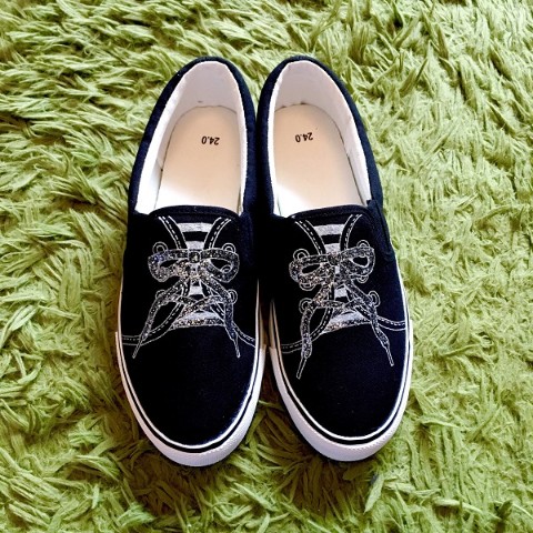 【Seikoyuki】まるでスニーカー！？なスリッポン　シルバーラメver.(26.5)【受注生産】