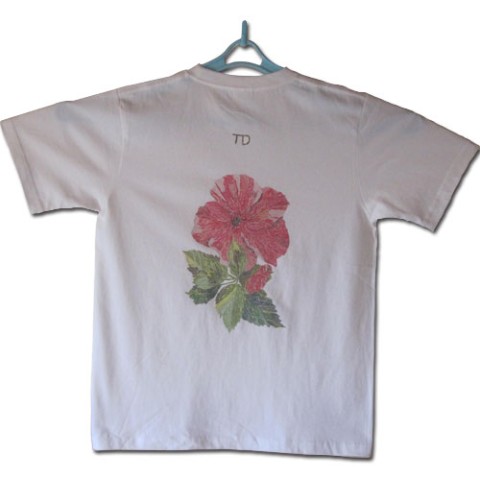 【大松雅士】日本伝統文化代表作家のちぎり絵Tシャツ（花より団子S）/ハイビスカス【Tadashi Daimatsu】