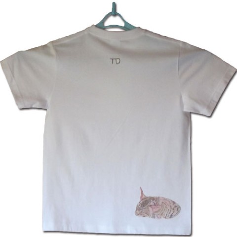 【大松雅士】日本伝統文化代表作家のちぎり絵Tシャツ（ネコとハムスターS）【Tadashi Daimatsu】