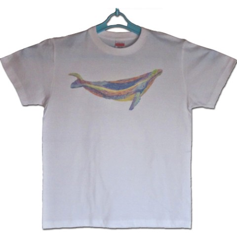 【大松雅士】日本伝統文化代表作家のちぎり絵Tシャツ(くじら/メンズXL)【Tadashi Daimatsu】