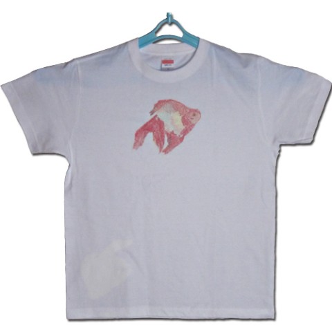 【大松雅士】日本伝統文化代表作家のちぎり絵Tシャツ(金魚3/メンズXL)【Tadashi Daimatsu】