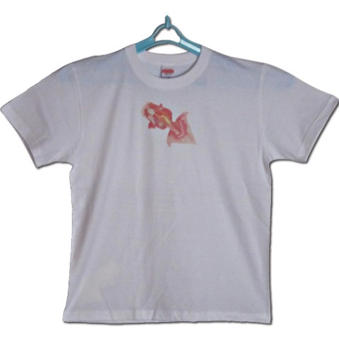 【大松雅士】日本伝統文化代表作家のちぎり絵Tシャツ(金魚1/メンズXL)【Tadashi Daimatsu】