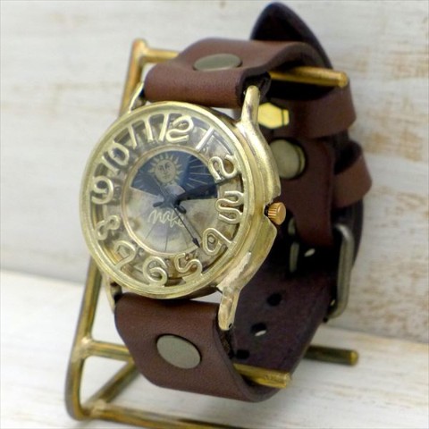 【手作り腕時計】”J.B.3-S&M” JUMBO Brass Sun&Moon フローティング [JUM31A-S&M] 【完全受注生産】