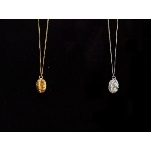 【コーヒー豆ネックレス】銀の美豆