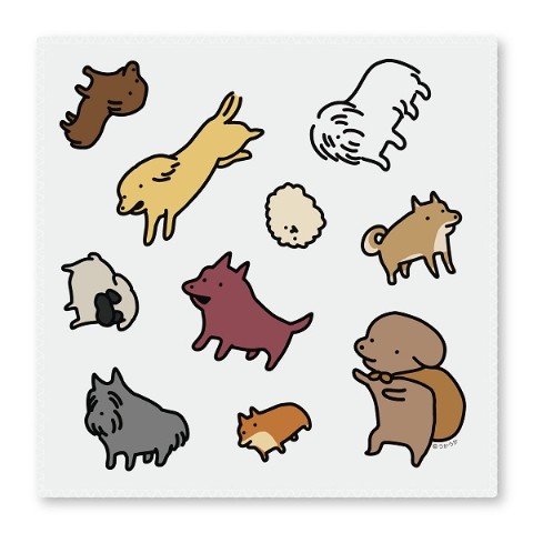 【うかうか】こいぬハンドタオル「貼りまわれ！」