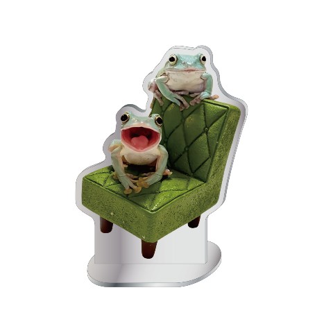 【ぴよのカエル】アクリルスタンド椅子を使いこなすカエル