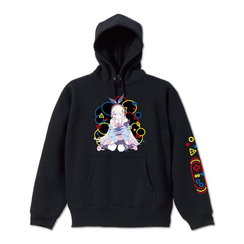 【巻羊】_パーカー_BK_XL　「alice_お座り」