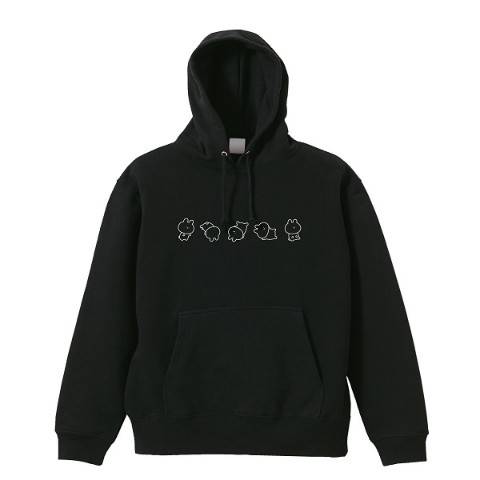 【風花ゆらぎ】ぴょんずパーカー 黒（XLサイズ）