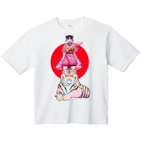 【マツヤマイカ】ビッグシルエットT　虎視眈々　L