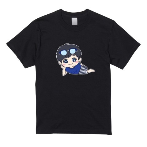 【ミート源五郎】 Tシャツ　ブラック（イラスト）L