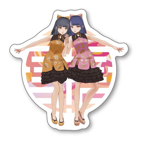 【SLAVE.V-V-R】ステッカー　烏龍姉妹　二人でポーズ