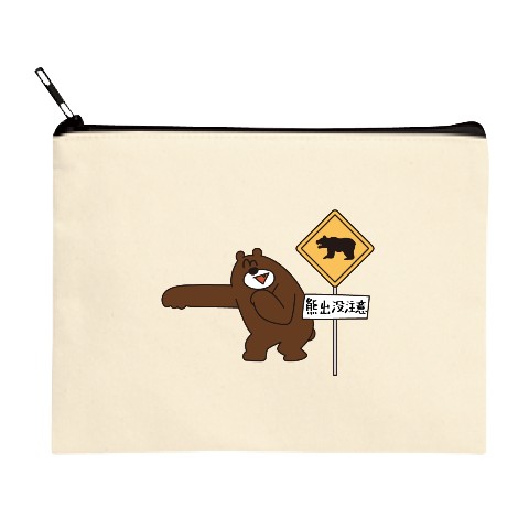 【Howdy Johnny】キャンバスフラットポーチ 熊出没注意