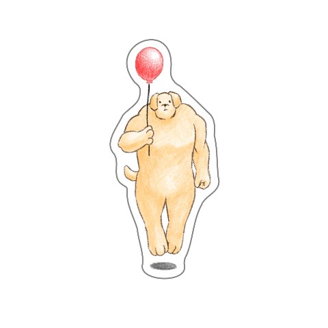 【あこだ】ステッカー　飛んでる犬