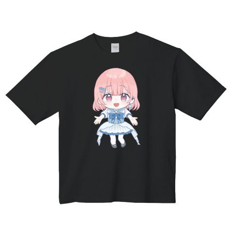 【みみみ回復神】 ビッグシルエットTシャツ ブラック 等身みみみ XL