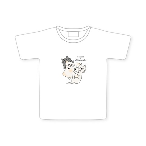 【はんぺんくん×しかるねこ】Tシャツ ぎゅっ＆もぐもぐ（Lサイズ）