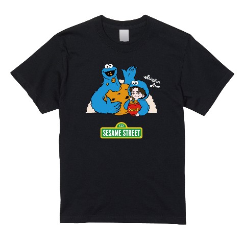 【與 真司郎 meets クッキーモンスター】Tシャツ BK クッキー（Lサイズ）